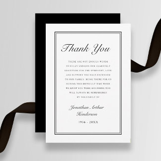 Tarjeta De Agradecimiento Funeral Elegante Simple Script Sympathy