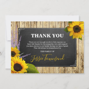 Tarjeta de agradecimiento funeral elegante y rústi