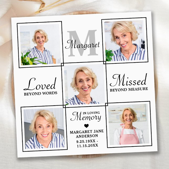 Tarjeta De Agradecimiento Funeral en memoria del Collage de fotos elegante (Subido por el creador)