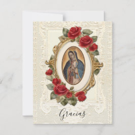 Tarjeta De Agradecimiento Funeral español Guadalupe Religiosa Gracias
