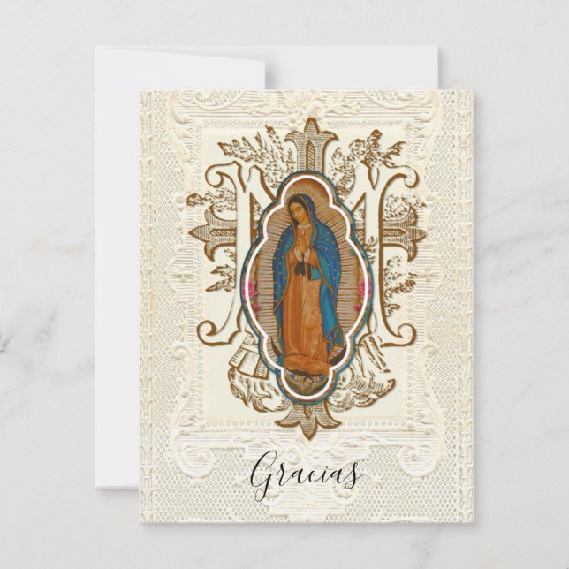 Tarjeta De Agradecimiento Funeral español Guadalupe Religioso gracias (Anverso)