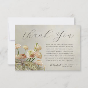 Tarjeta de agradecimiento funeral floral artística