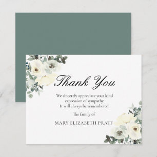 Tarjeta De Agradecimiento Funeral floral blanco de vegetación rústica
