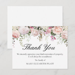 Tarjeta De Agradecimiento Funeral floral rosa