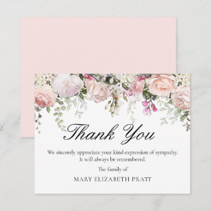 Tarjeta De Agradecimiento Funeral floral rosa