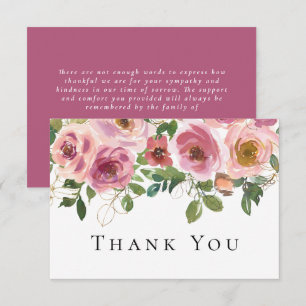 Tarjeta de agradecimiento funeral floral rosa de s