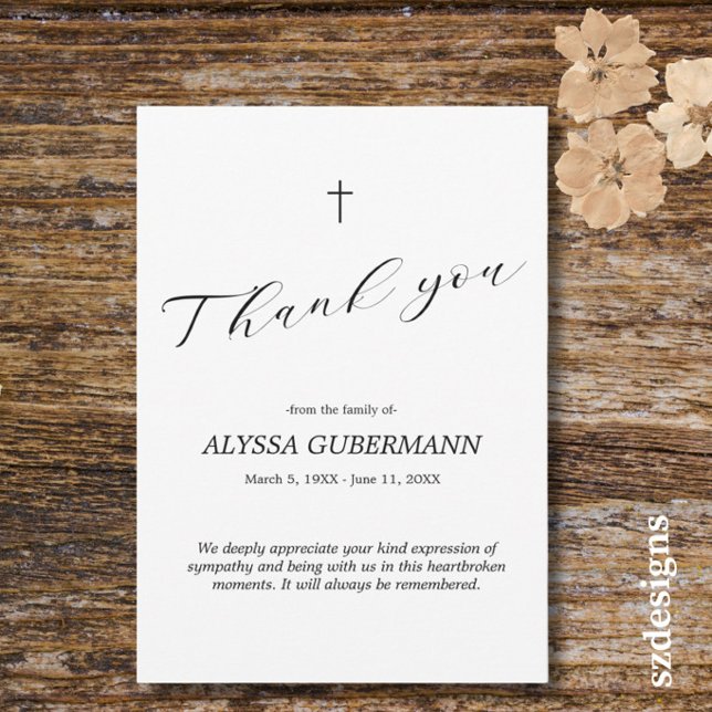 Tarjeta de agradecimiento funeral floral simpatía  (Subido por el creador)