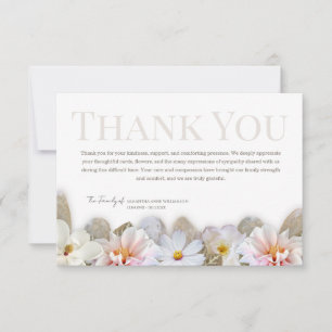 Tarjeta de agradecimiento funeral floral suave neu
