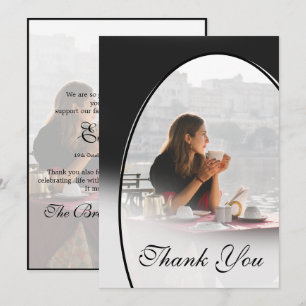 Tarjeta De Agradecimiento Funeral Foto Personal Elegante Simple Gracias