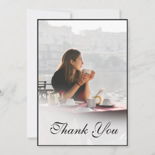 Tarjeta De Agradecimiento Funeral Foto Personal Simple Elegante Gracias