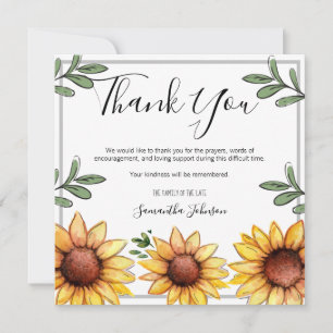 Tarjeta De Agradecimiento Funeral Gracias A Los Girasoles Rústicos Una Foto