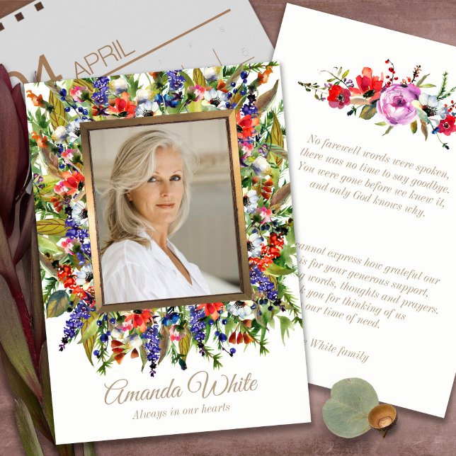 Tarjeta De Agradecimiento Funeral Gracias Cartas Pequeñas | Floraciones fore (funeral thank you cards, bereavement, elegant, simple, celebration of life, sympathy card)