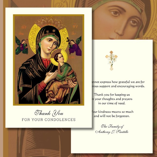 Tarjeta De Agradecimiento Funeral Gracias Condolencia Elegante Católica (Subido por el creador)