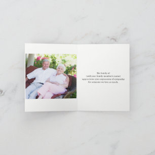 Tarjeta De Agradecimiento Funeral, gracias de la familia