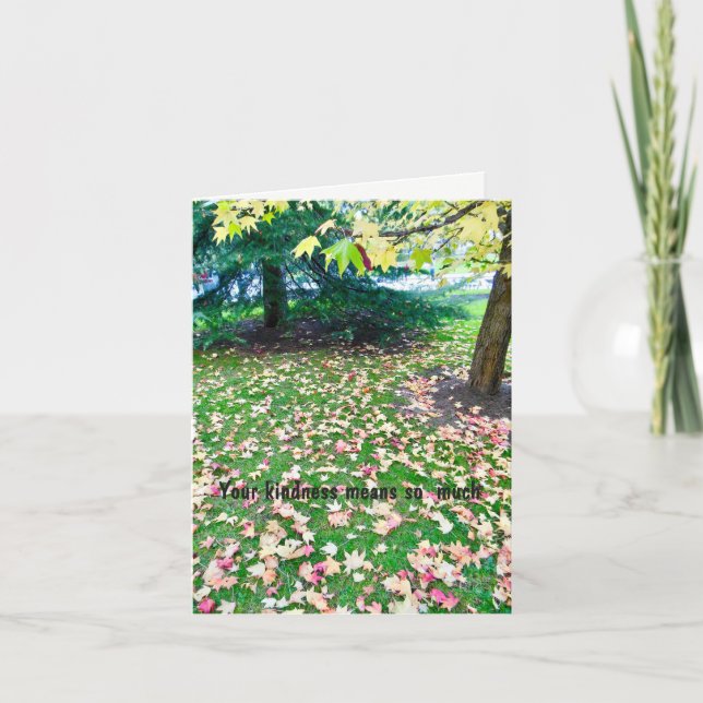 Tarjeta De Agradecimiento Funeral - Gracias de las hojas de otoño de la fami (Anverso)