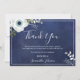 Tarjeta De Agradecimiento Funeral Gracias Elegante Anemone Floral