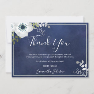 Tarjeta De Agradecimiento Funeral Gracias Elegante Anemone Floral