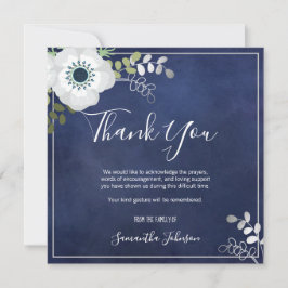 Tarjeta De Agradecimiento Funeral Gracias Elegante Anemone Floral One Photo