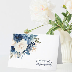 Tarjeta De Agradecimiento Funeral Gracias Floral Azul Acuarela   FOTO