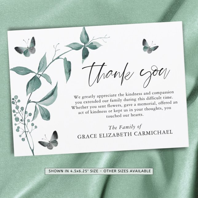 Tarjeta De Agradecimiento Funeral Gracias Mariposa Guión Botánico (Subido por el creador)