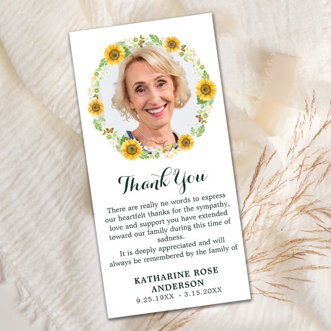 Tarjeta De Agradecimiento Funeral GRACIAS Memorial Foto Simpatía Floral (Subido por el creador)