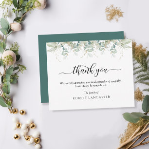 Tarjeta De Agradecimiento Funeral Gracias Nota, Airy Greenery