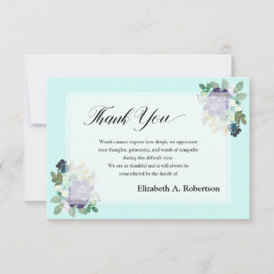 Tarjeta De Agradecimiento Funeral Gracias Purple Floral