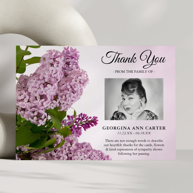 Tarjeta De Agradecimiento Funeral Lilac Floral (Subido por el creador)