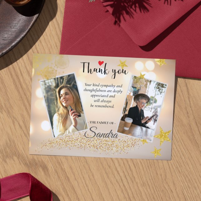 Tarjeta De Agradecimiento Funeral Memorial Before & After Photo (Funeral Memorial Before & After Photo Thank You Card)
