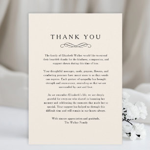 Tarjeta de agradecimiento - Funeral Memorial beige