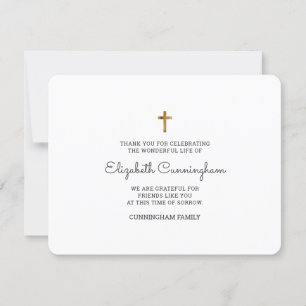Tarjeta De Agradecimiento Funeral Memorial Cruz De Oro Moderna Y Simple