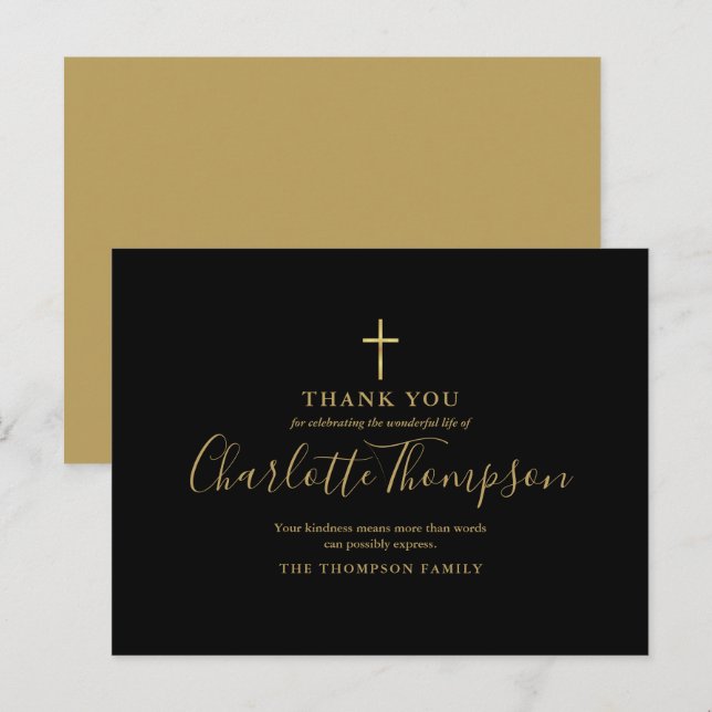 Tarjeta de agradecimiento funeral memorial cruz do (Anverso / Reverso)