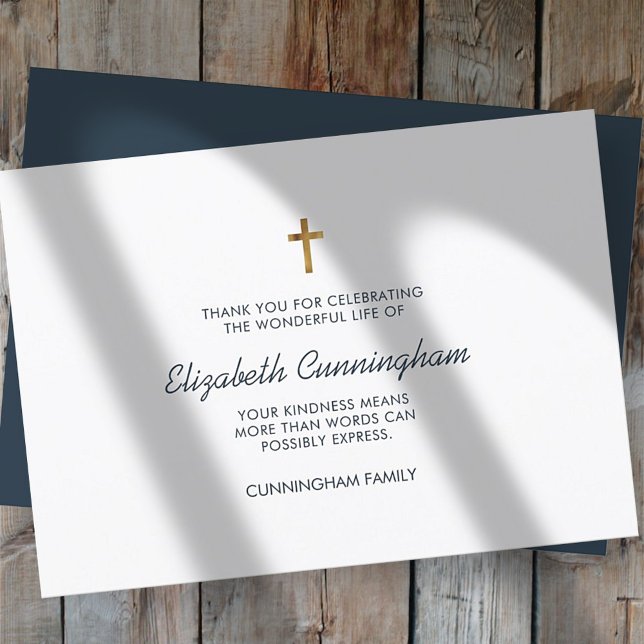 Tarjeta De Agradecimiento Funeral Memorial Cruz Moderna y Simple (Subido por el creador)