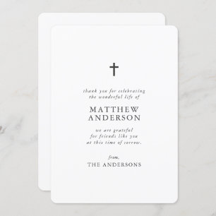 Tarjeta De Agradecimiento Funeral Memorial Descanso En Paz Moderna Cruz Simp