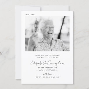 Tarjeta De Agradecimiento Funeral Memorial Elegante Simple Moda Moderna Foto
