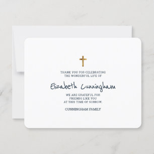 Tarjeta De Agradecimiento Funeral Memorial Moderno Simple Cruz de Oro