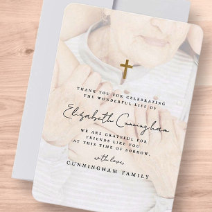 Tarjeta De Agradecimiento Funeral Memorial Moderno Simple Gold Cross Photo