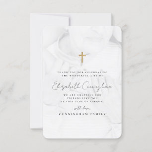 Tarjeta De Agradecimiento Funeral Memorial Moderno Simple Gold Cross Photo