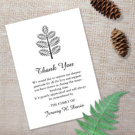 Tarjeta De Agradecimiento Funeral Memorial Tropical Tree Branch Botánico