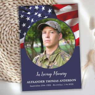 Tarjeta De Agradecimiento Funeral Militar de Veteranos de la Bandera America