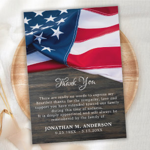 Tarjeta De Agradecimiento Funeral militar Monumento Patriótico Bandera Ameri