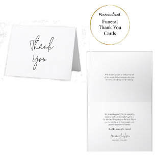 Tarjeta De Agradecimiento Funeral minimalista Ortodoxo Blanco y Negro