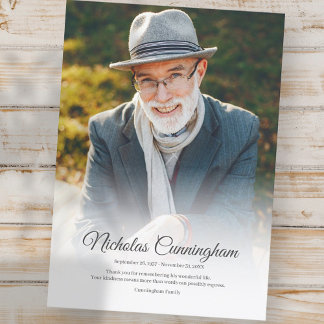 Tarjeta De Agradecimiento Funeral moderno clásico simple foto