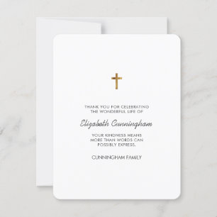 Tarjeta De Agradecimiento Funeral moderno y simple cruzado Memorial