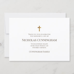 Tarjeta De Agradecimiento Funeral moderno y simple cruzado Memorial