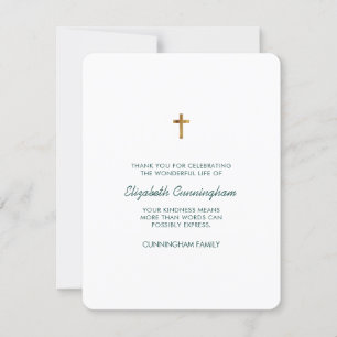 Tarjeta De Agradecimiento Funeral moderno y simple cruzado Memorial