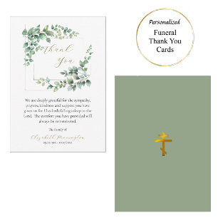 Tarjeta De Agradecimiento Funeral Ortodoxo Elegante Vegetación