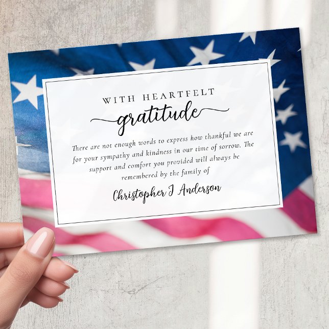 Tarjeta De Agradecimiento Funeral patriótico de la bandera estadounidense (Subido por el creador)