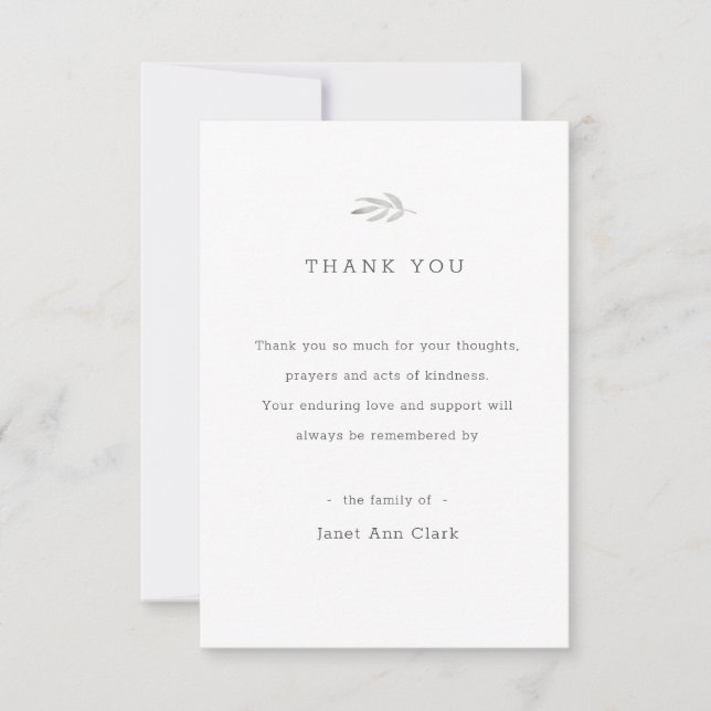 Tarjeta de agradecimiento funeral personalizado (Anverso)