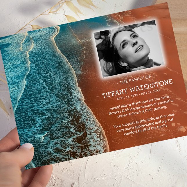 Tarjeta De Agradecimiento Funeral personalizado Sympathy Beach (Subido por el creador)